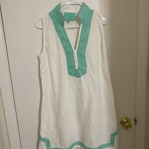 Sail to Sable White and Teal Dress